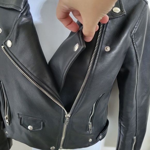Blank NYC Faux Leather Black Moto Jacket - Sz XS - Picture 6 of 9